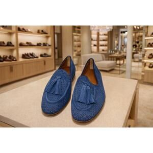 Franco Sarto Blue Suede Tassel Loafers Women’s Size 6 Perforated Preppy Business